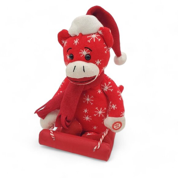 Sock Monkey‎ Christmas Musical Animated Santa Stuffed Animal Plush Sled   2014 - Picture 2 of 5
